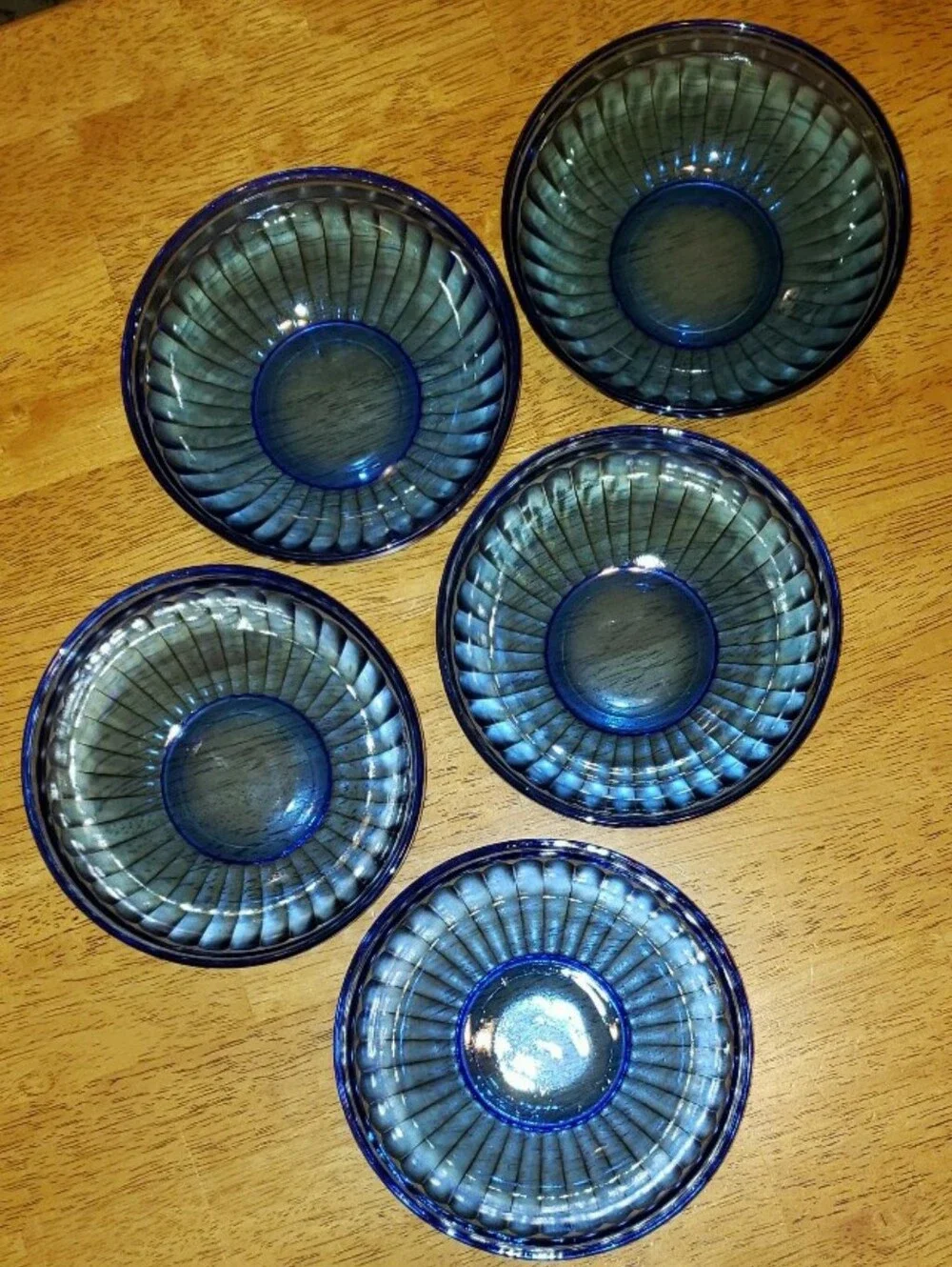 Set Of Five (5) Vintage Hazel Atlas Cobalt Blue Cereal Bowls